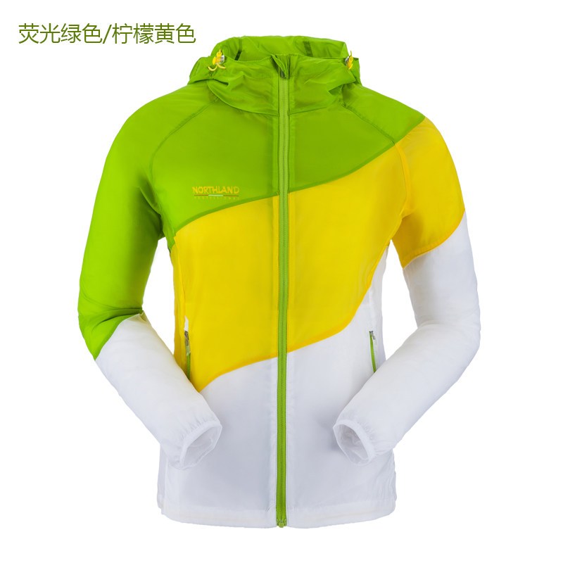 诺诗兰（NORTHLAND）女式户外运动轻薄防晒蝉翼皮肤风衣GL042214/GL142206 175 GL142206-L34X荧光绿色/柠檬黄色（女）