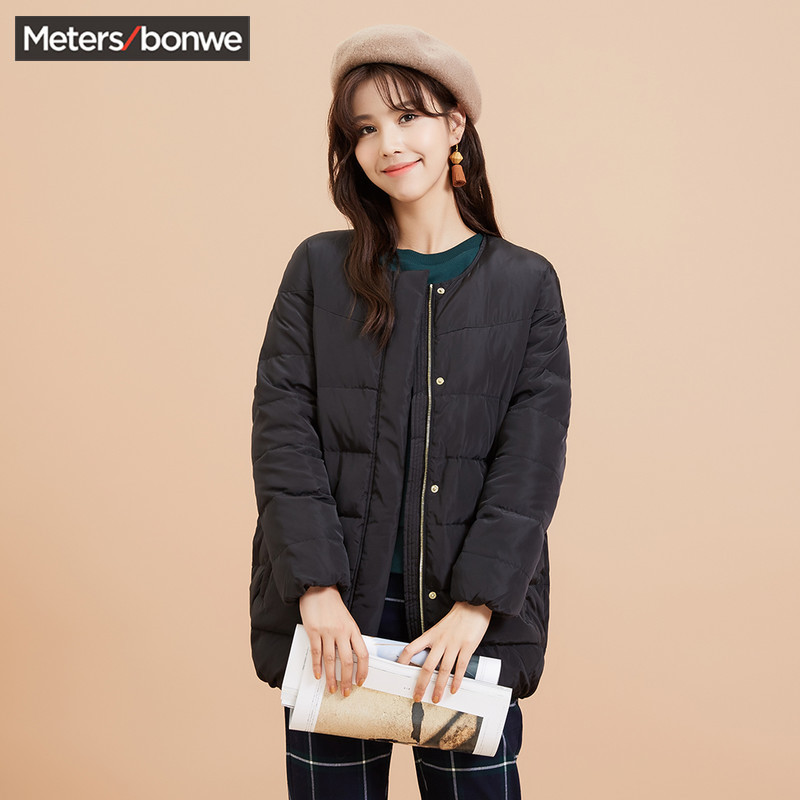 【反季特价】美特斯邦威羽绒服女冬装中长款bf休闲面包服修身外套韩版学生潮 603022影黑【4】 XL:170/92A