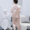 爱心鼠(Aixinshu) 春秋季纯色仿真丝开衫长袖情侣睡衣居家服秋天冰丝男士女士家居服套装9431 女款XL码 2号款