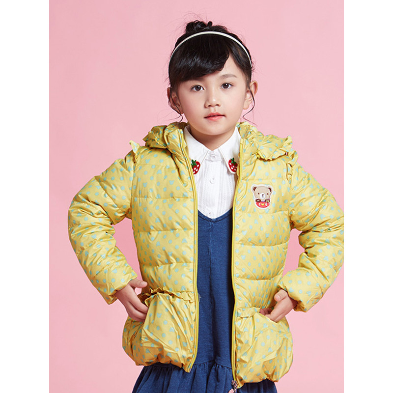 千仞岗2018新款韩版中长款女童儿童羽绒服大小童秋冬装厚-20833 140cm 932鹅黄
