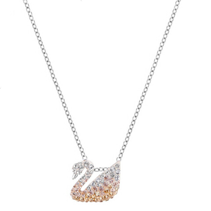 SWAROVSKI 施华洛世奇 时尚渐变天鹅女项链锁骨项链 镀白金色