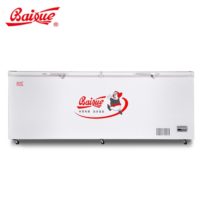 白雪（Baixue） BD/C-880FD 880L 卧式 冷柜 冰柜 卧式冷柜 大冰柜商用 强冷冻 机械控温