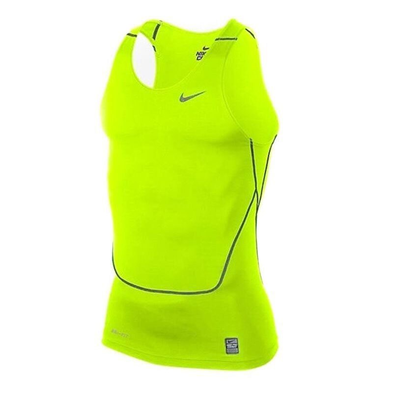 NIKE耐克男装 2018夏季新款运动健身训练跑步透气紧身背心无袖T恤 634872 S 荧光绿634872-703