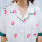 亨尔泰睡衣女夏季纯棉短袖套装韩版夏天卡通可爱宽松版全棉家居服 韩版宽松开衫休闲家居服女 M 白色