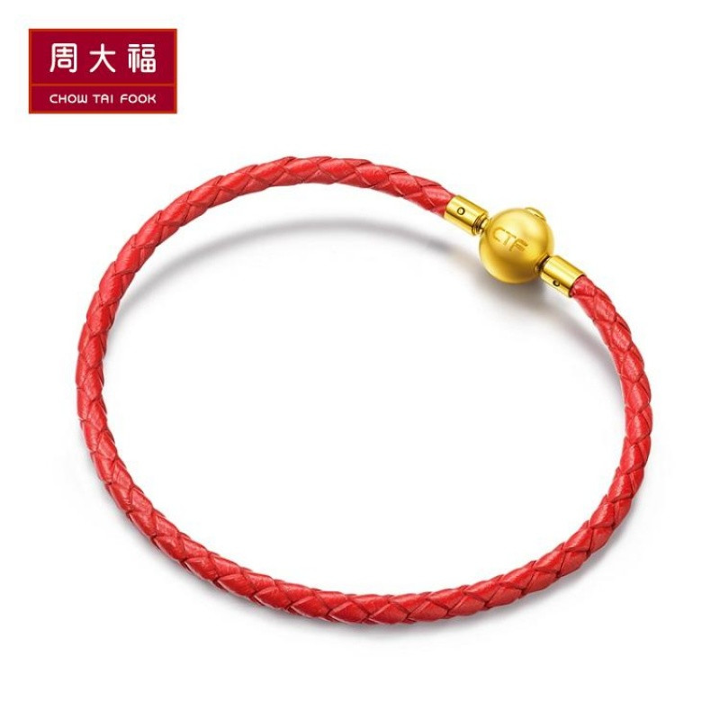 臻选周大福珠宝首饰女款不锈钢扣手绳YB【多款可选】_3 YB3红色16.25cm