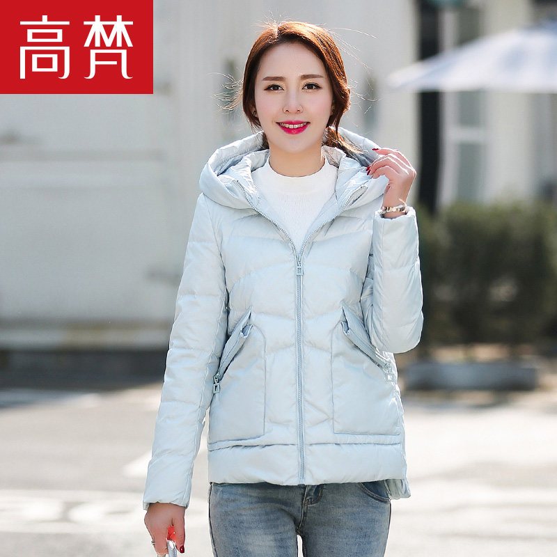 高梵(GOLDFARM)秋冬羽绒服女短款保暖韩版时尚外套女士羽绒服 浅蓝A 165/L