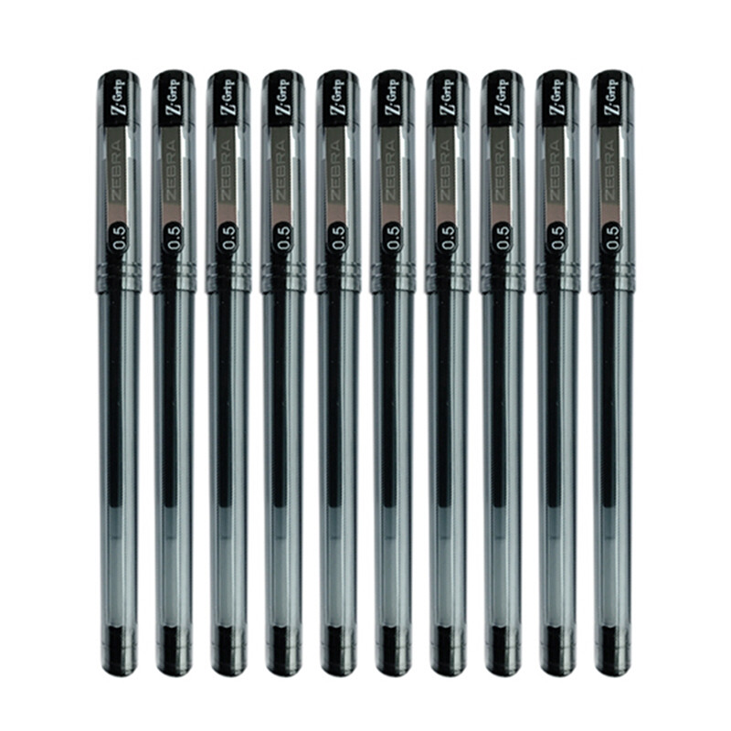 日本斑马ZEBRA Z-Grip中性笔C-JJ1-CN签字笔 0.5mm水笔 JJ1钢珠笔 蓝色红色黑色 10支装 黑色