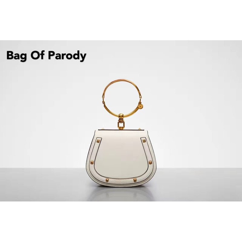 必欧品Bagofparody女圆环包小包手提包2018新款斜挎包马鞍包 白色