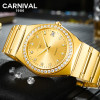 嘉年华Carnival时尚水钻手表 男士全自动机械表 男表进口Miyota机芯复古金色表商务腕表轻奢8581G 钻款土豪金色