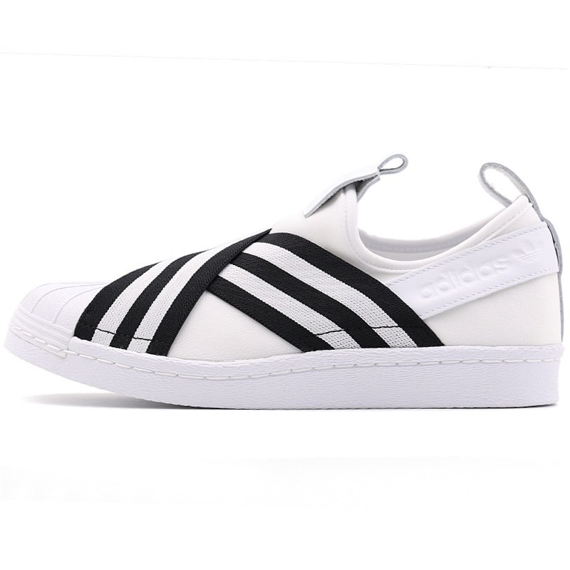 Adidas三叶女鞋18新款SUPERSTAR交叉绑带贝壳头-AC8581 亮白/1号黑色 36.5