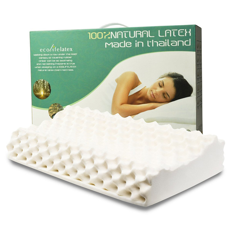 伊可莱ECOLIFELATEX泰国进口乳胶枕 按摩款 护颈枕头 PT3CS(低款8-10CM) 白色