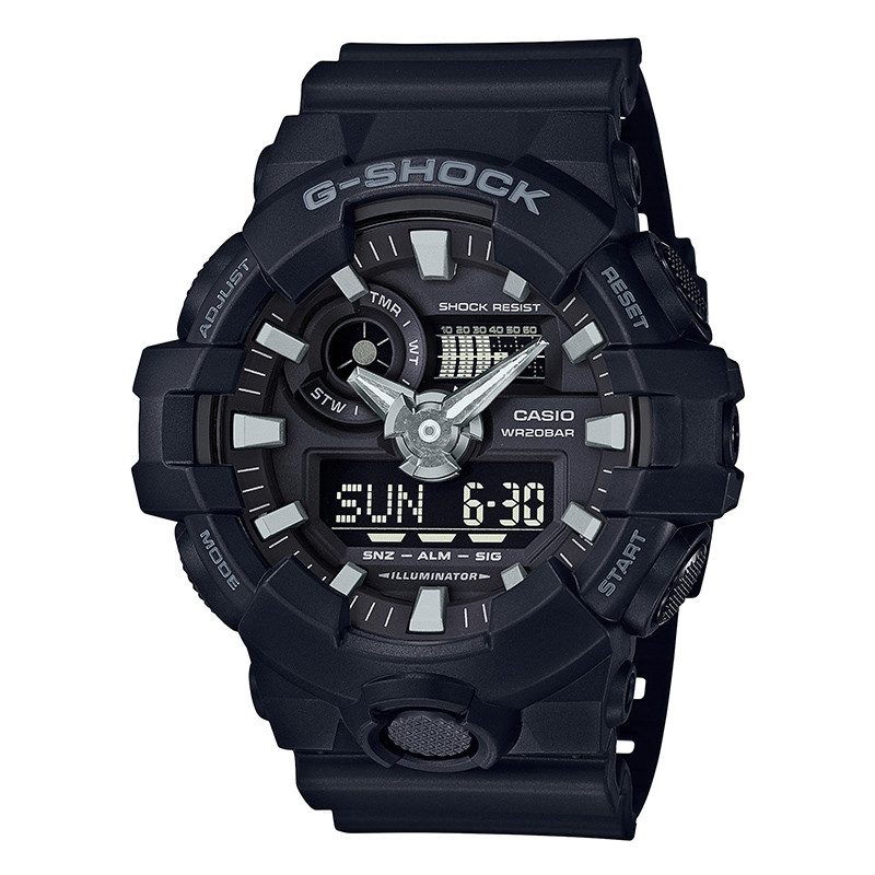 卡西欧GSHOCK 正义联盟时尚潮流黑金g-shock防水运动表GA-700/710 GA-700-1B黑武士+立体大表盘