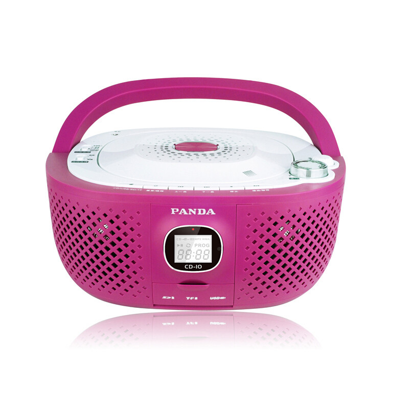 熊猫（PANDA）CD-10 CD机播放机插卡MP3播放器收录机录音机收音机胎教机音乐播放器 玫红 1台
