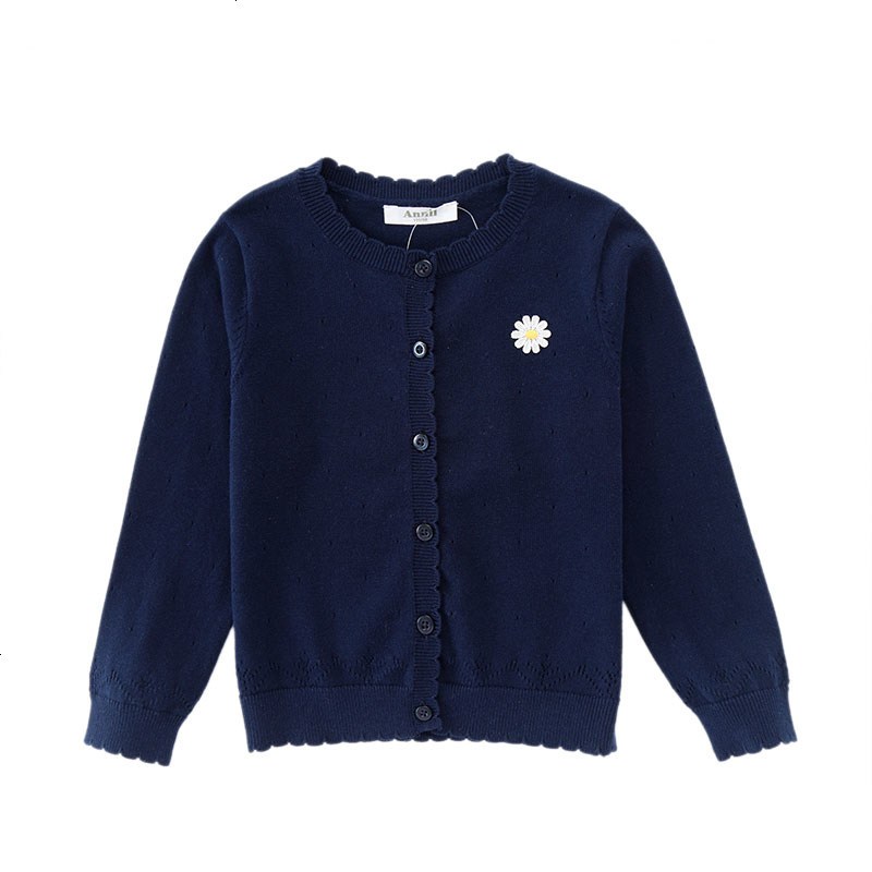 安奈儿童装女童披肩外套2018春夏新款休闲针织外套EG814150 150cm_ 新宝蓝