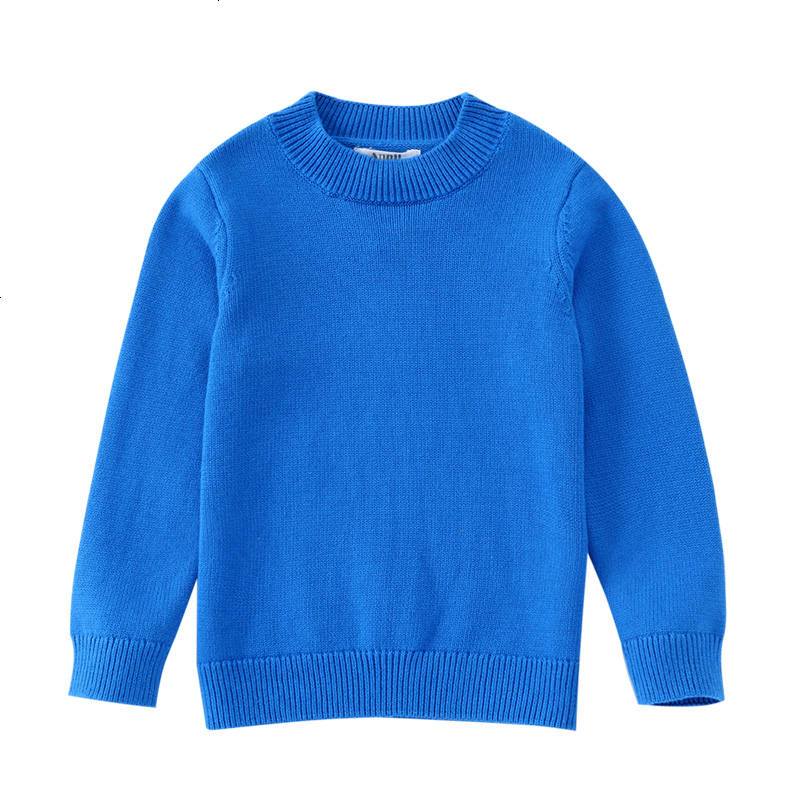 安奈儿童装男童毛衣长袖冬季女童中领纯棉保暖套头针织衫AM4900 130cm_ 星战蓝
