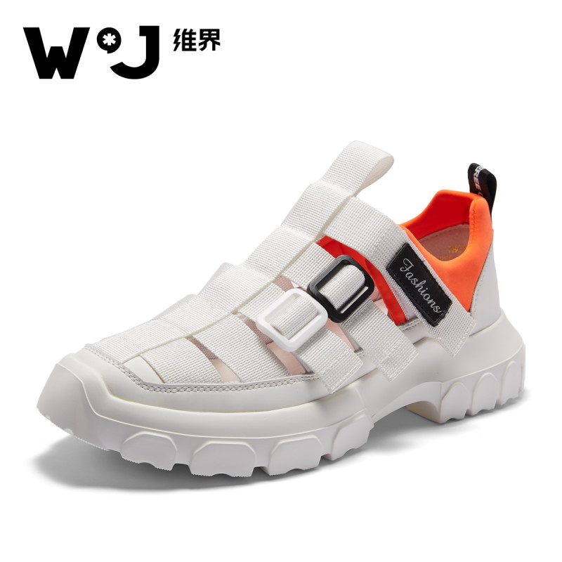 维界维界夏季新款男鞋休闲潮流透气青春鞋韩版时尚个性舒适运动鞋 白色 43