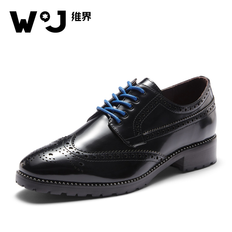 维界秋季新款布洛克男鞋休闲英伦款黑色个性时尚鞋子男士青春潮流_JhL86 黑色 43