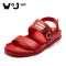 维界2018拖鞋男夏季新款男士韩版潮流防滑夹脚个性时尚沙滩凉鞋潮 红色 38