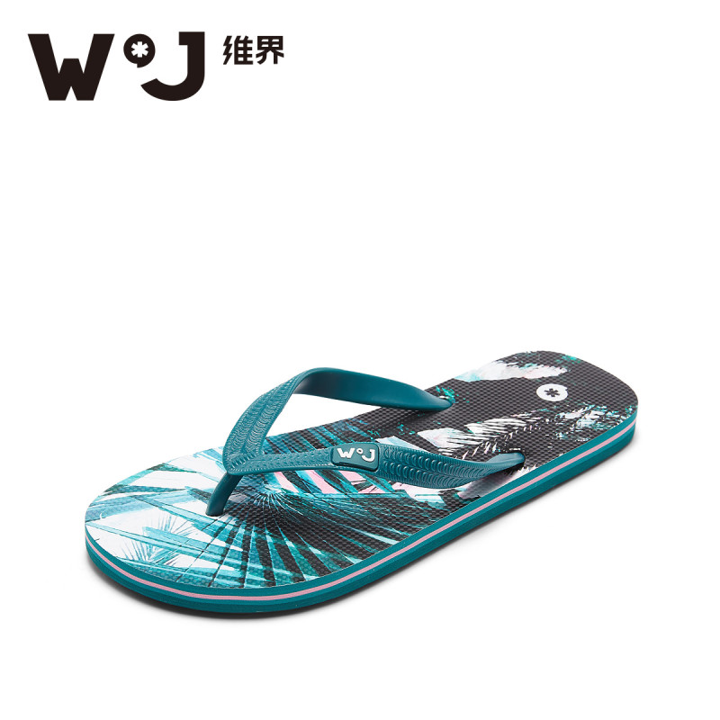 维界夏季新款男鞋时尚潮舒适男士居家沙滩拖鞋防滑夹脚平底人字拖 花色 45