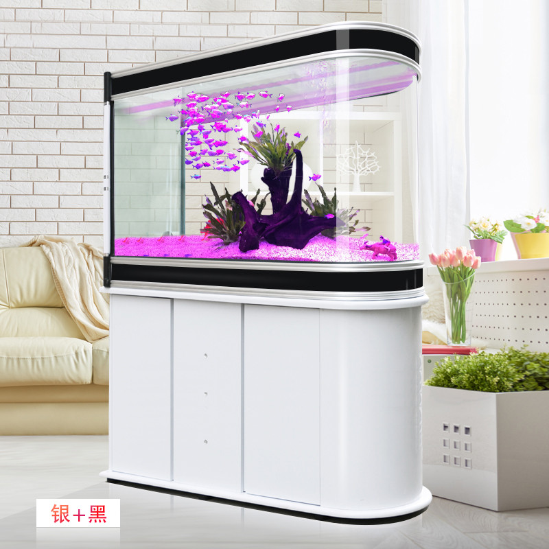 嘉洋家用玻璃鱼缸1米底部过滤生态水族箱客厅免换水金鱼缸 80cm长上过滤 黑边+白