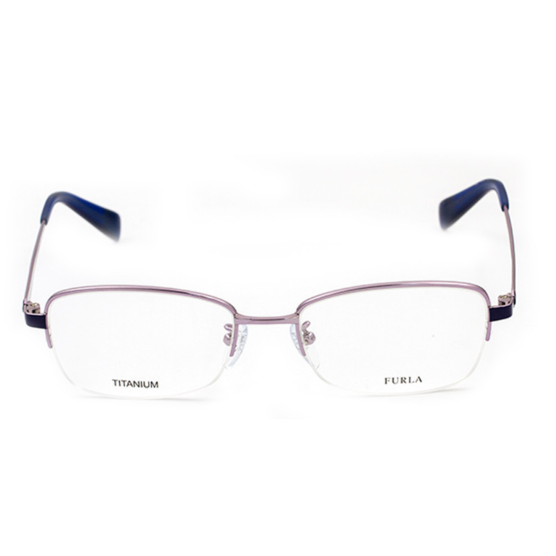FURLA/芙拉新品眼镜框半框纯钛镜框近视镜框光学镜架VFU102K 浅紫色+彩色色块