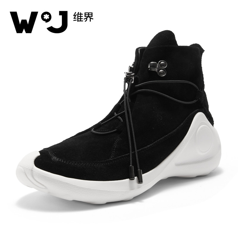 维界高帮鞋韩版男士马丁靴男个性潮鞋子休闲男鞋板鞋夏季靴子真皮 此款皮鞋尺码 38