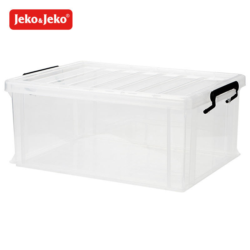 JEKO&JEKO特耐斯40L塑料透明收纳箱特厚加固整理箱玩具衣服食品有盖储物箱SWB-5466 透明