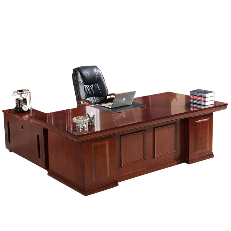 鑫金虎 老板桌总裁桌大班台油漆贴木皮办公桌 2.2米主桌+侧柜+小柜