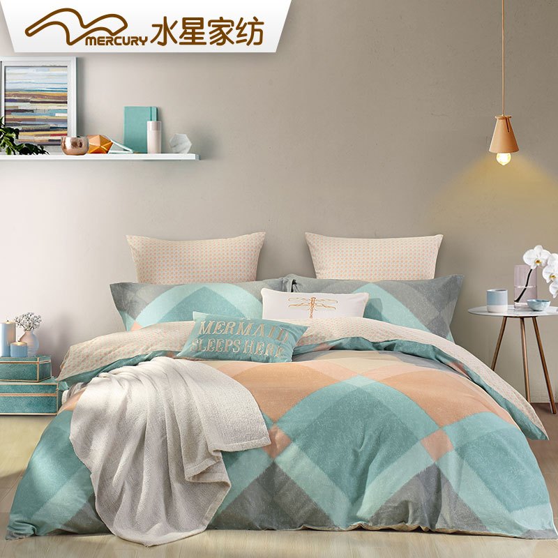 水星(MERCURY)家纺纯棉四件套1.8双人床全棉磨毛秋冬加厚保暖床品瑞思哲