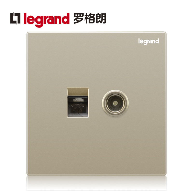 罗格朗(Legrand)开关插座面板仕典金色逸景五孔5孔多孔usb空调16a家用暗装墙壁电源86型 仕典逸景米兰金 电视电话