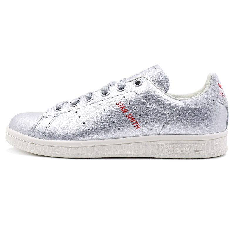 ADIDAS阿迪达斯三叶Smith秋季女子舒适经典休闲鞋板鞋-B41750 银金属/浅蓝 36.5