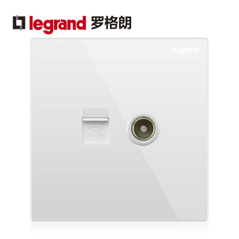 罗格朗(Legrand)开关插座面板逸景白色一开二开三开单控双控86型家用暗装墙壁电源开关 逸景玉兰白 电视电话