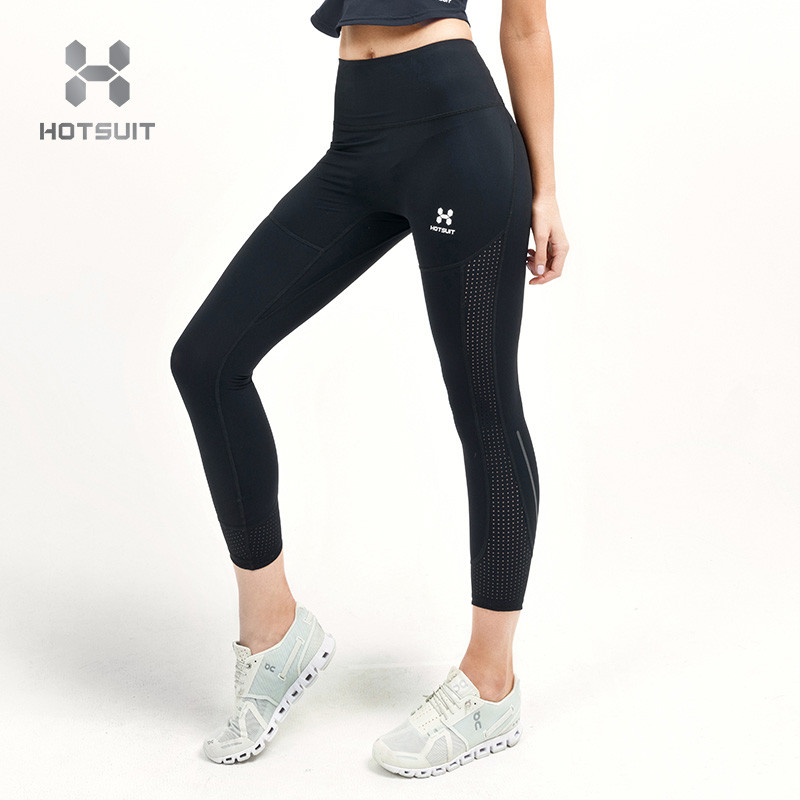HOTSUIT后秀秋季新款女士弹力紧身瑜伽裤健身长裤跑步运动裤6803006 矿物黑 XL
