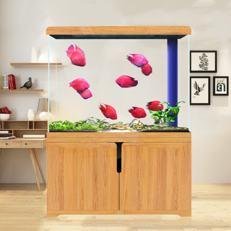 汉霸鱼缸水族箱玻璃客厅小型家用生态鱼缸60木纹底过滤免换水