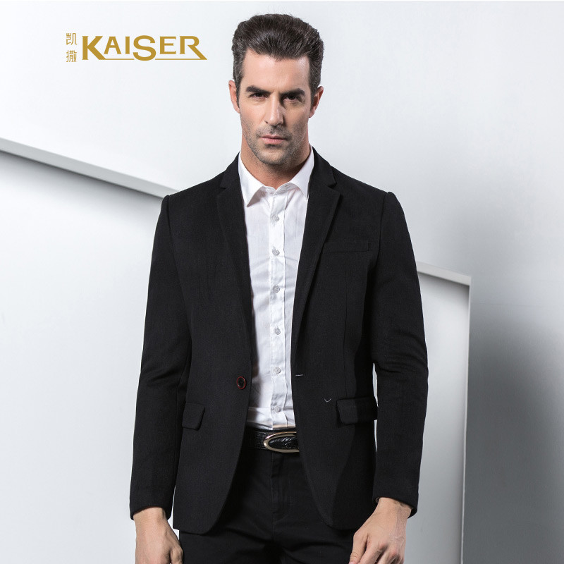 凯撒KAISER西装男士百搭新款秋季夹克男外套 185 黑色