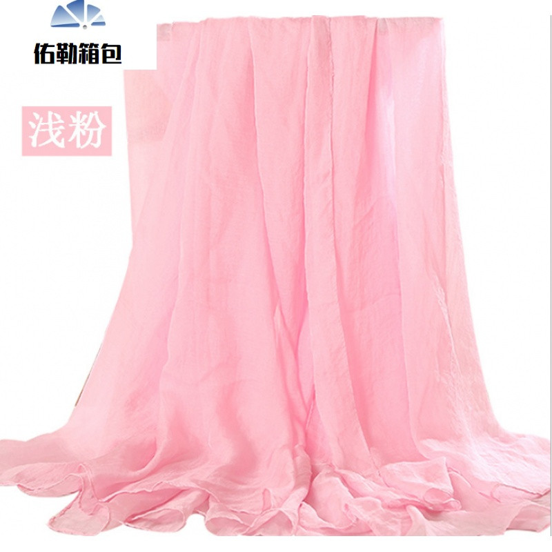 韩版夏季丝巾披肩薄款白色沙巾围巾女长款雪纺wd 浅粉色