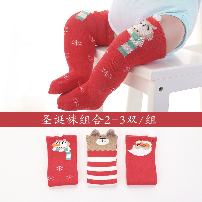 JEENH 春秋儿童圣诞袜组合 0-1岁 3双装圣诞袜组合2