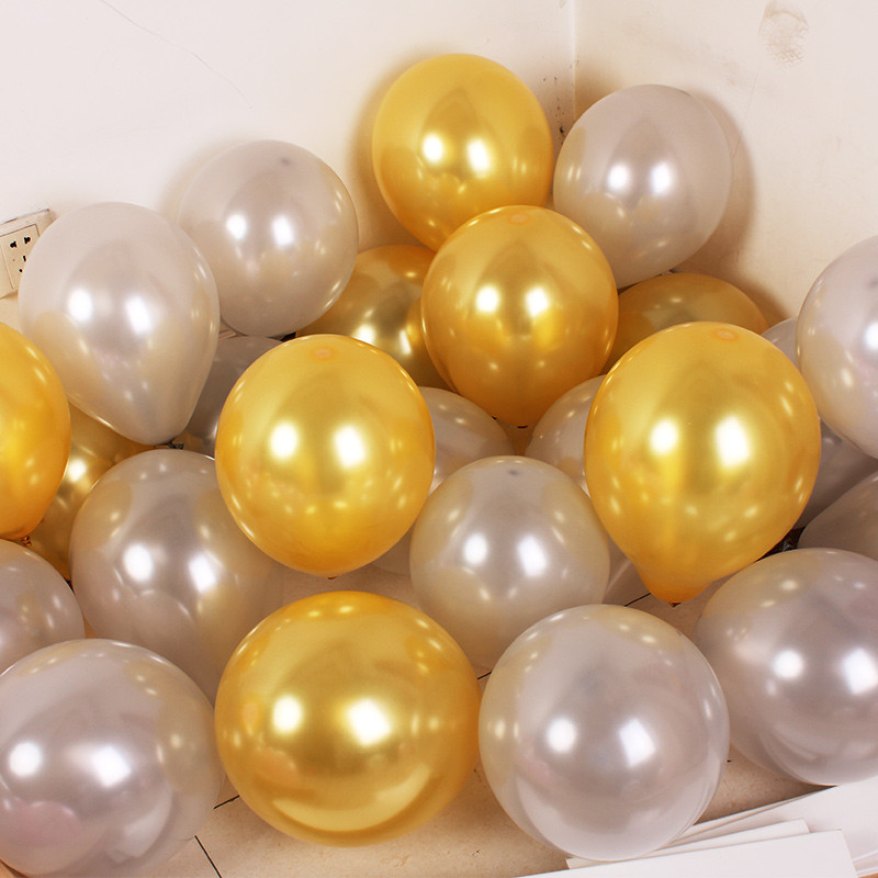 思泽 加厚10寸珠光气球 婚礼布置婚房装饰用品 生日派对开业气球 2.2克珠光（金色40银色20）