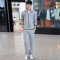 丹杰仕卫衣套装男开衫立领三件套运动服休闲套装情侣装跑步服男女青年学生班服上衣外套_1_2 女L 红色