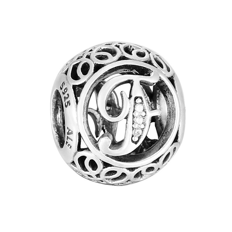 PANDORA潘多拉 复古字母F 925银串饰-791850CZ 银色