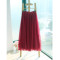 新款显瘦款网纱长裙半身裙中长裙子 95CM长 酒红色