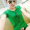 2018新款修身绿色短袖T恤女韩版夏季女装刺绣打底衫_1 3XL (菠萝)绿色