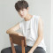 2018年轻夏季潮牌韩国修身型无袖运动男学生T恤坎肩马甲背心青年 2XL 绿色