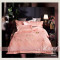 轩丽雅纯色60S长绒棉四件套欧式高档刺绣双拼1.5米/1.8米高支高密床上用品套件 2.2*2.4m 魅粉
