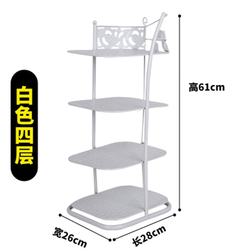 生活日用收纳用品多层铁艺鞋架宿舍房间卧室客厅浴室门口简易鞋架收纳鞋柜家用浴室立体鞋架收纳层架 白色四层