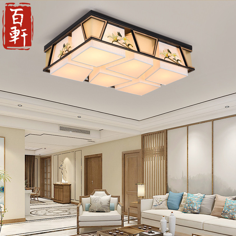百轩(BAIXUAN)现代新中式卧室吸顶灯现代简约客厅餐厅灯LED创意中国风方形圆形灯具2022 6头-84*57CM