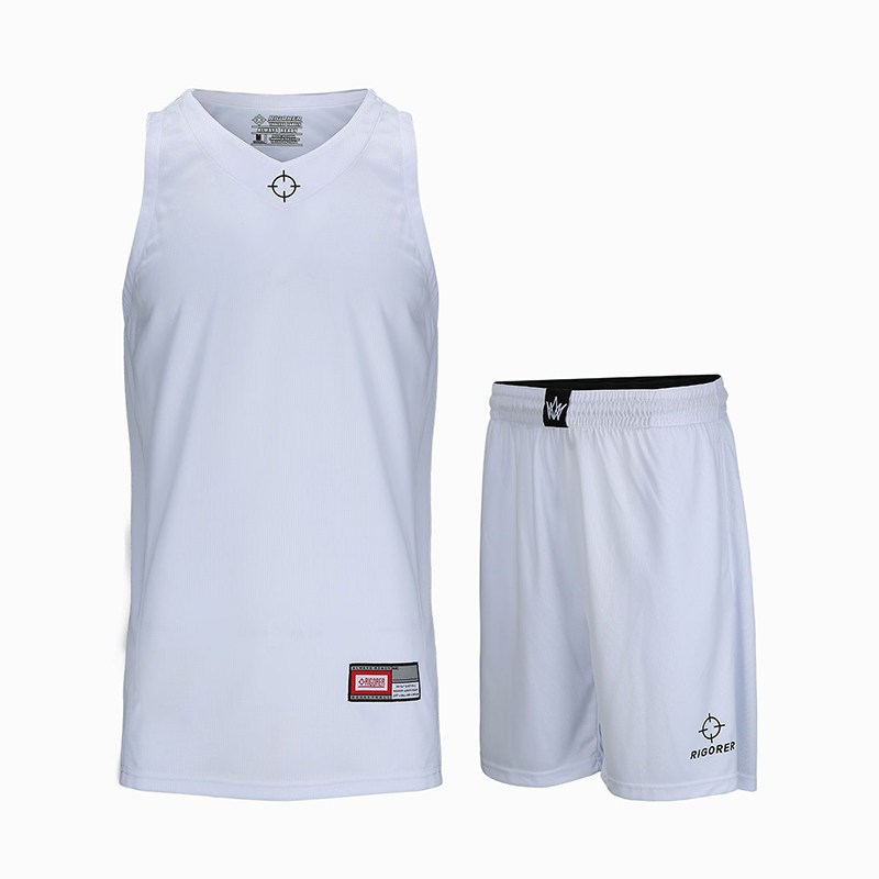 2018准者篮球服套装男大码透气蓝球队比赛运动球衣DIY定制团购_2 2XL（参考身高190-195体重80-90KG） 纯白色