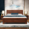 老故居 床 胡桃木床 实木床 1.5米1.8米双人床 现代中式新简约胡桃木木质婚床储物 1.5米抽屉单床