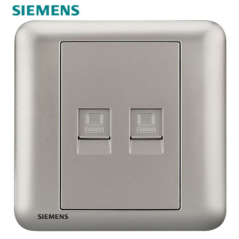 西门子(SIEMENS)开关插座面板 皓睿系列 硒釉银 二位电脑插座 双电脑 双电脑