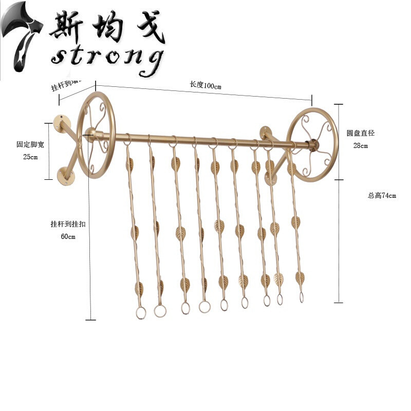 男女装童装服装店衣架展示架上墙壁挂装饰正侧挂陈列货架金色5J正挂100官方标配_1 金色5J车轮100